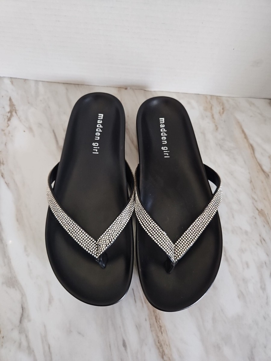 Madden Girl Rhinestone Bling Flip Flop Strap Sandals Women's 8M - Main Image