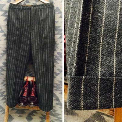 Winter Warm British Mens Woolen Pants Tweed Suit Pants Casual Trousers Straight
