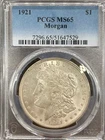 1921 P Morgan Silver Dollar PCGS MS-65 Morgan