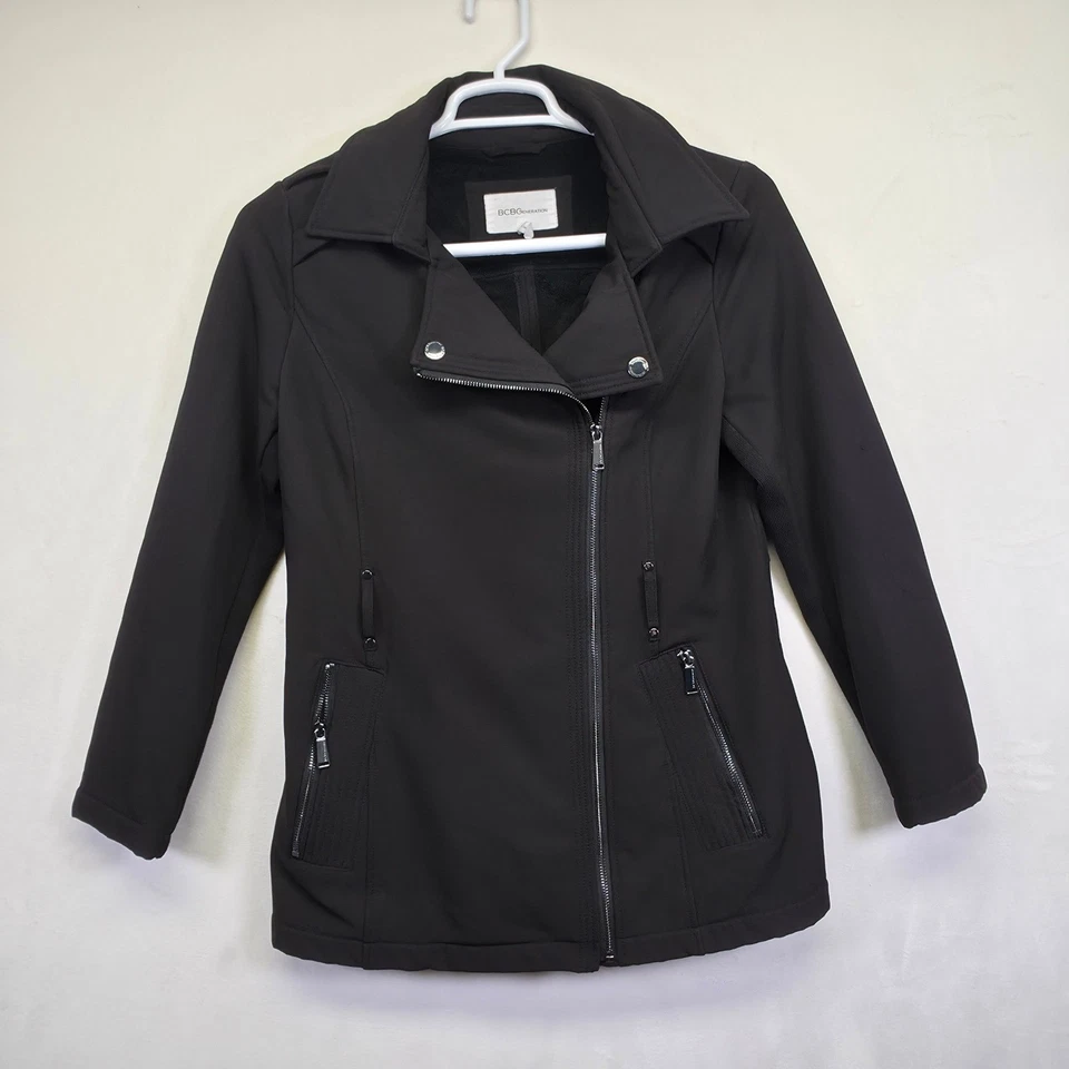 BCBGeneration Moto Jacket Womens M Black Asymmetric Structured Minimalist Sleek - Image 3 of 4