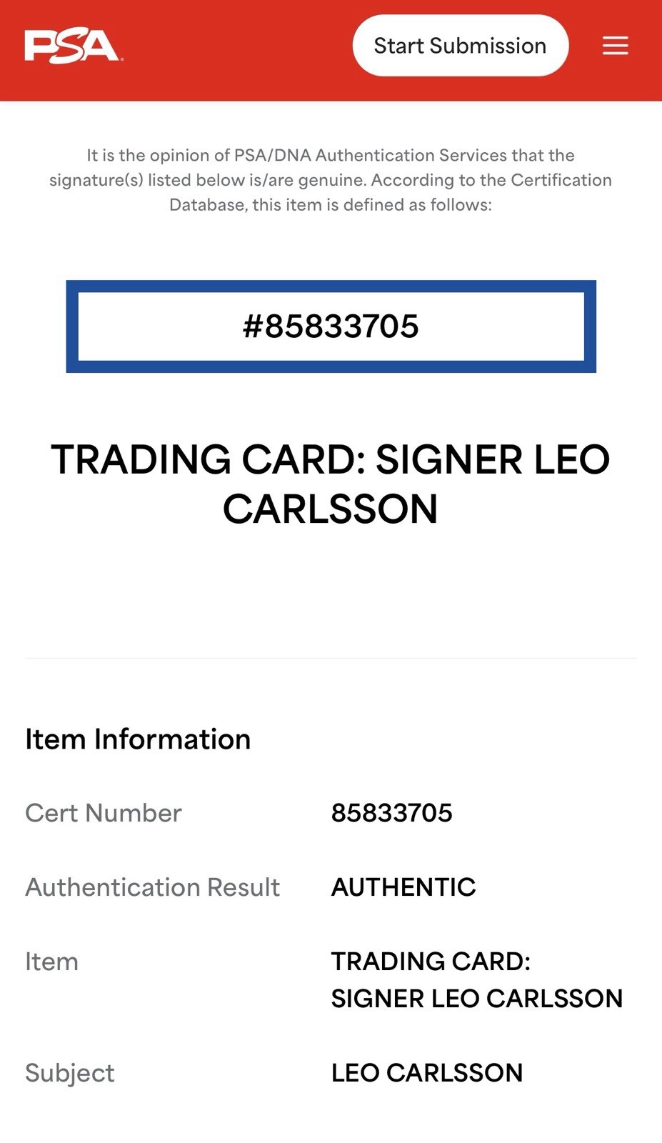 Leo Carlsson Signed Card Slabbed PSA DNA PSA/DNA Marquee Rookie Ducks IP Auto b view 3