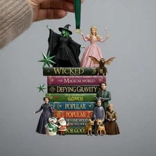 Custom Wicked Book Stack Acrylic Ornament, Wicked The Musical Ornament,