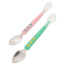 2pcs Baby Silicone Spoon: Fruit Scraping Spoon Double Head - Baby Feeding