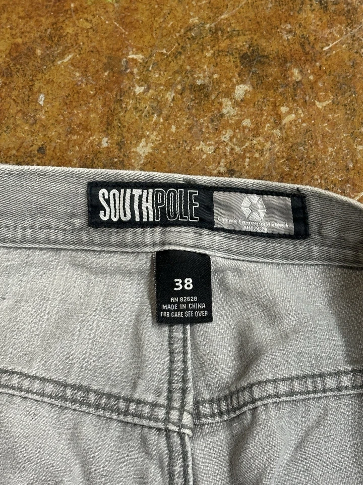 Vintage Baggy Jesse Pinkman Grey Southpole Black Tab Wide Leg Baggy Jeans 38x34 - Image 3 of 4