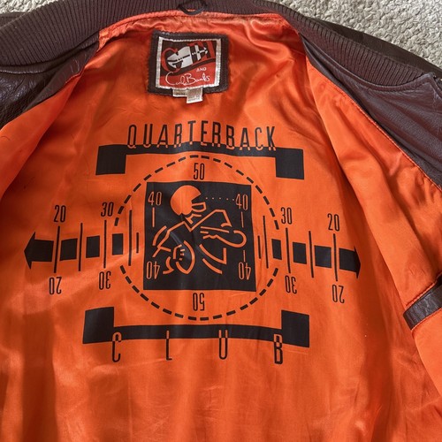 CLEVELAND BROWNS Carl BANKS LEATHER BOMBER JACKET MENS MEDIUM VINTAGE VGC QtBack - Picture 3 of 24