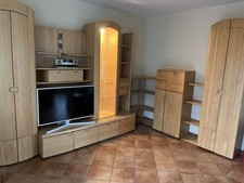 Wohnzimmerschrank Birke, teilmassiv, mit Beleuchtung