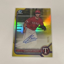 2022 Bowman Chrome Cameron Cauley Yellow Refractor /75 Rookie Auto Rangers