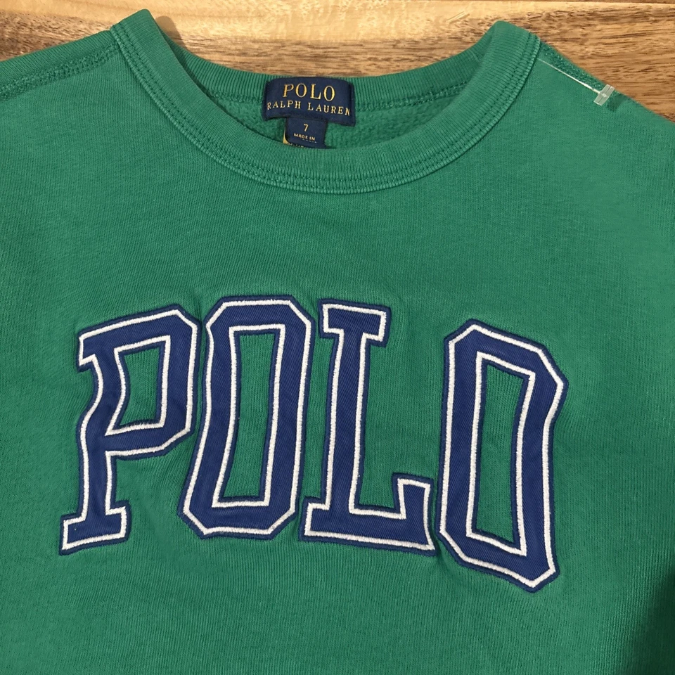 Polo Ralph Lauren Sudadera Verde Talla 7 Polo Deletreado Foto 2 de 4