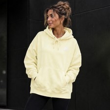 Nike Sportswear Essential Hoodie Sweatshirt Pale Neon Yellow Clean Girl Sz L