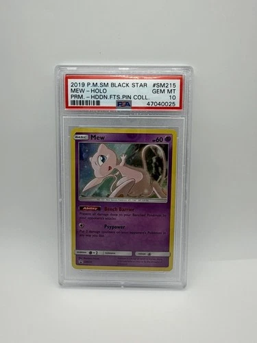 2019 Pokemon Sun & Moon Black Star Mew Holo Promo Pin SM215 PSA 10