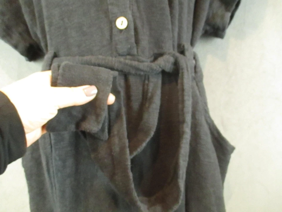 Romper de praia feminino Free People FP preto médio maxi perna larga bolsos com cinto - Imagem 4 de 4