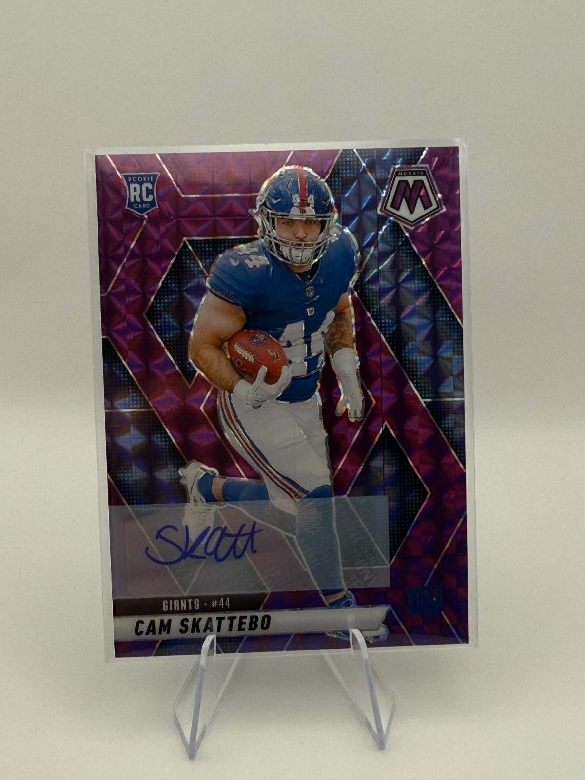 2025 Panini Mosaic Cam Skattebo Rookie Auto Purple 8/49 #305 New York Giants