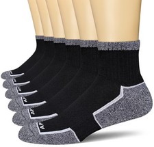 APTYID Men's Athletic Running Quarter Ankle Socks 6 Pairs 9-12 Black 6 Pairs