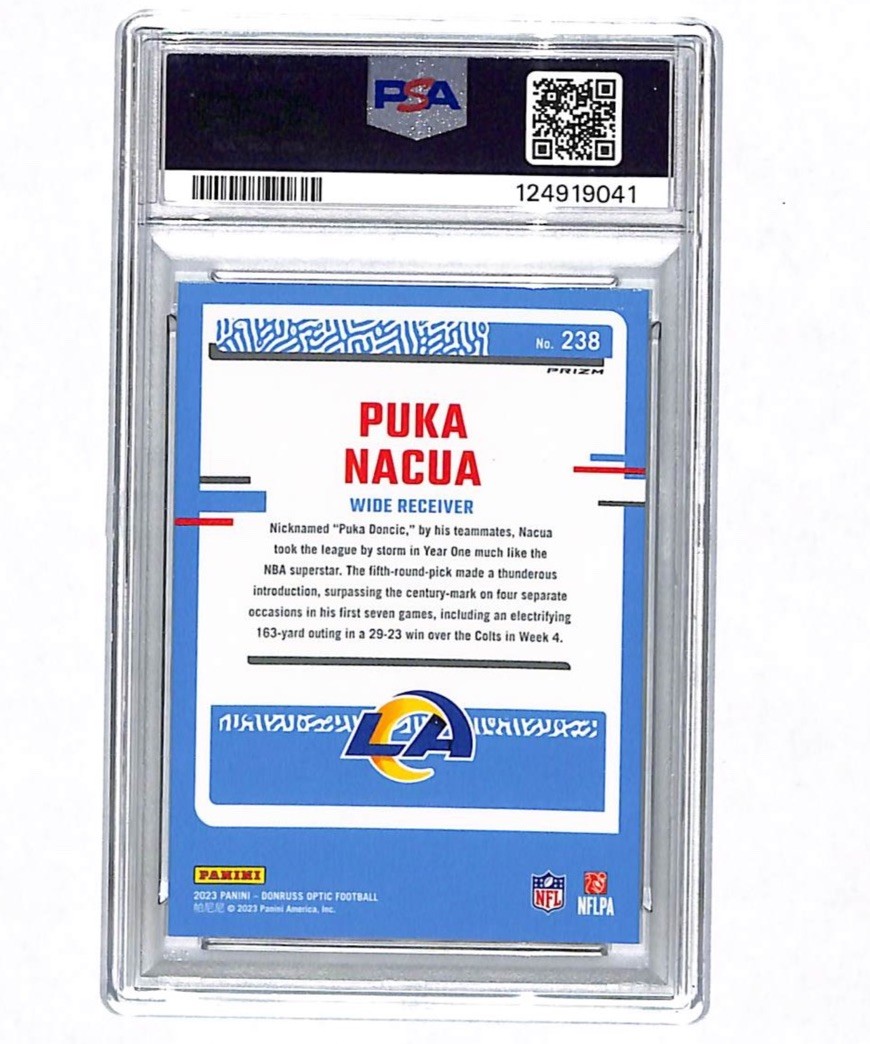2023 Donruss Optic #238 Puka Nacua Green Velocity Rookie Card PSA 10 Rams  view 2