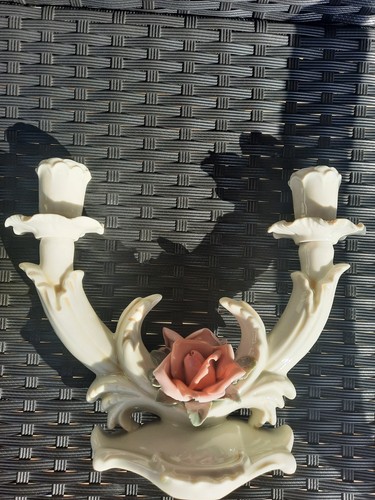 Ens Porzellan Kerzenleuchter 2 flammig Rose Antik - Bild 1 von 4