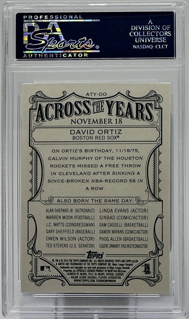 David Ortiz PSA 10- 2013 Topps Allen & Ginter ‘Across the Years’ -Red Sox, Papi view 6