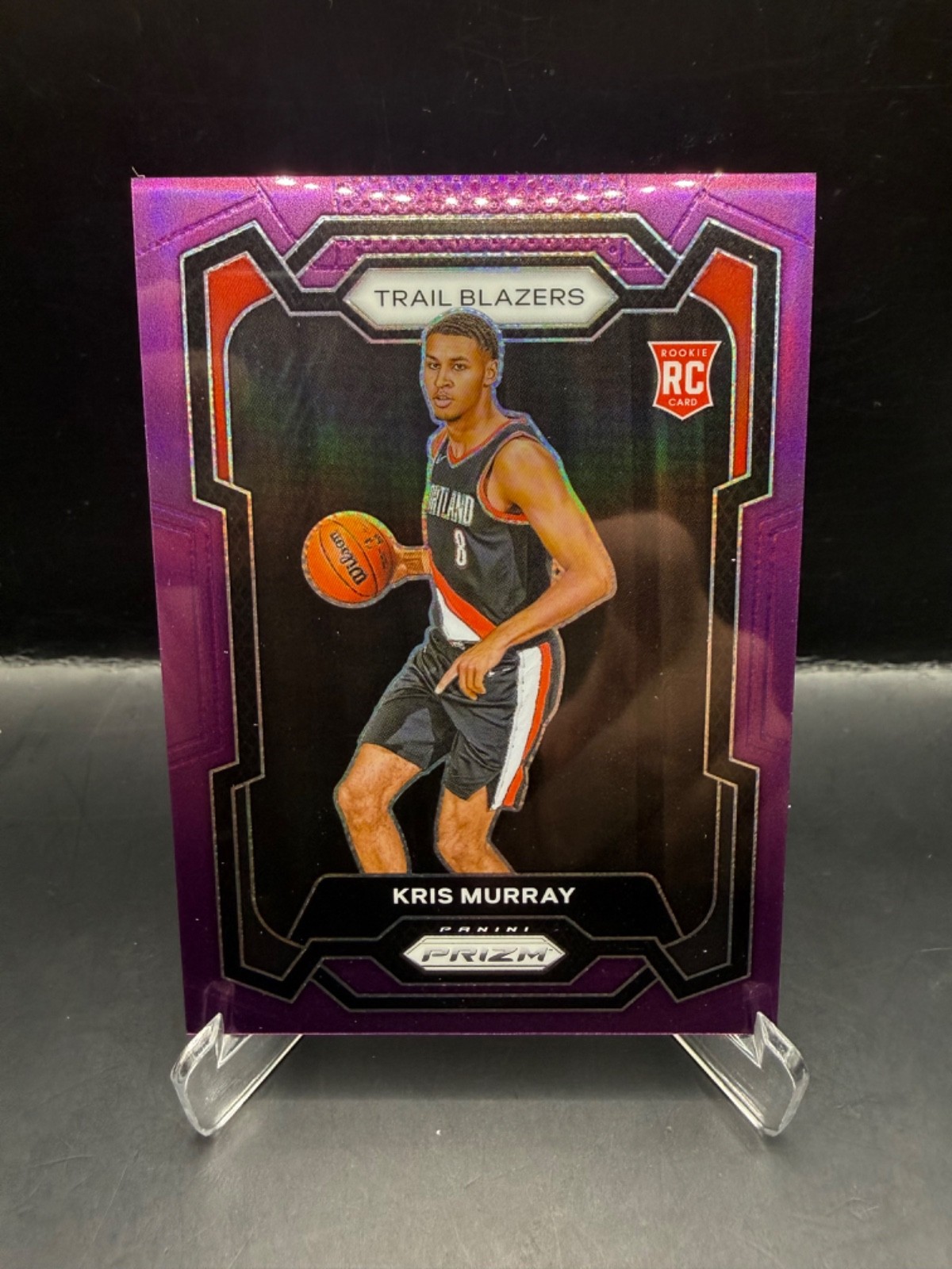 2023-24 Panini Prizm Kris Murray Purple Prizm Rookie /99 (RC) #142 Trail Blazers