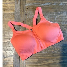 all in motion Coral Pink Sports Bra Front Zip Padded Support Women 40D