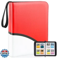 4 Pockets Trading Card Binder, 400 Card Holders with 50 Removable Sleeves, Po