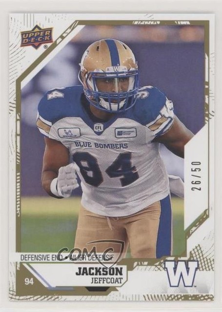 2019 Upper Deck CFL Gold 26/50 Jackson Jeffcoat #28 1g43