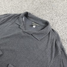 VTG Banana Republic Sweater Mens XL Gray Johnny Collar Rib Knit Pullover USA