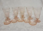 Vintage Federal Pink Depression Glass 10 Piece Set 5 Behive Goblets 5 Coasters
