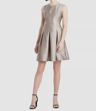 Natori Women's Gold Jacquard Pleated Dress Size 18