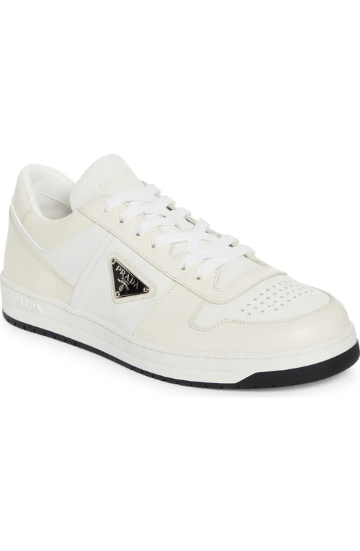 100% AUTHENTIC NEW MEN PRADA DOWNTOWN LOGO WHITE SNEAKERS UK 9/US 10 D
