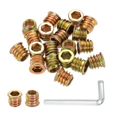 100 Pcs Threaded Insert for Wood, 5/16" - 18 Threaded Studs 13mm Length, Gold