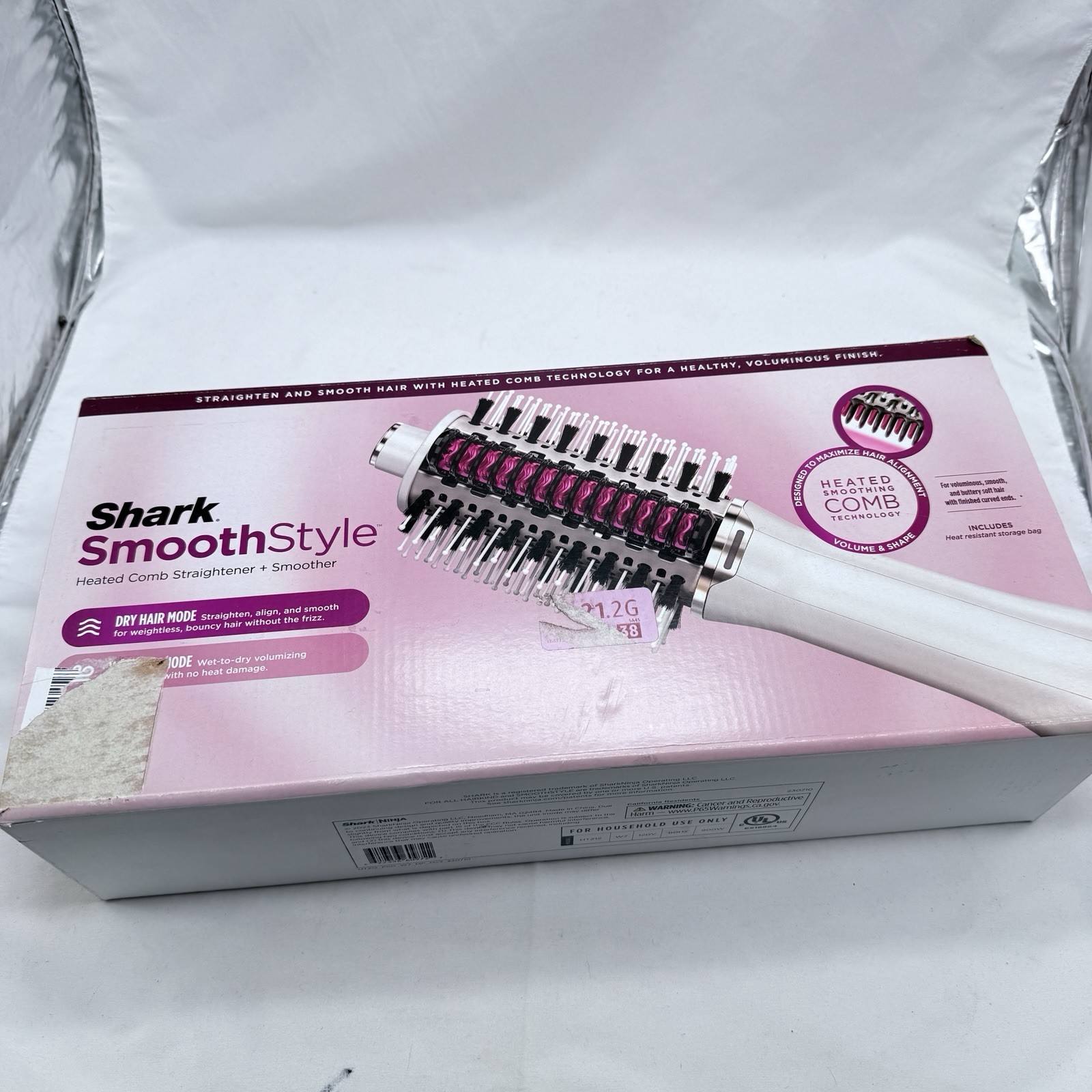 Shark HT212 Smooth Style Heated Comb + Blow Dryer Brush Fast Shipping