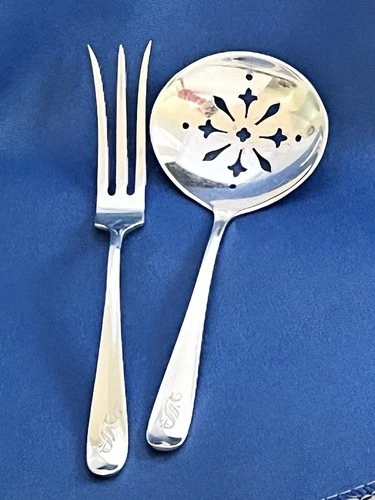 Gorham Sterling Silver Bon Bon Nut Spoon & Lemon Fork Set Mono S Hennegen Bates