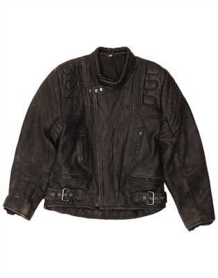 Vintage Herren Leder Biker Jacke UK 36 Small Schwarz Biker AQ18