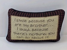 Vintage Tapestry Lumbar Pillow I Smile Because You're My Brother 11.5x7.5 Inch