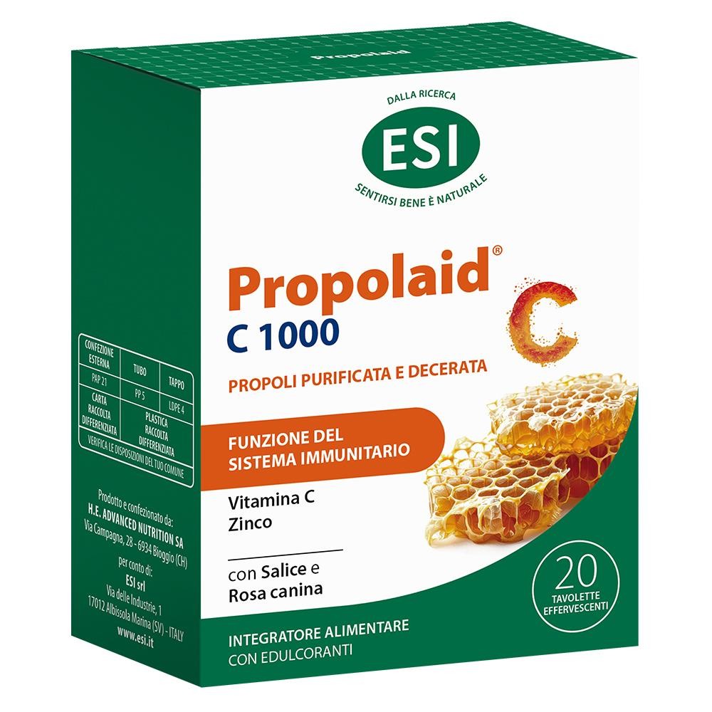 ESI Propolaid Propol C 1000 Integratore di propoli e vitamina C 20 Tavolette effervescenti - Immagine 2