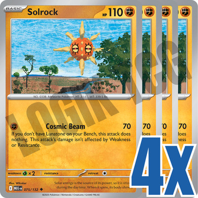 4x Solrock 075/132 x4 - Mega Evolutions - Pokemon TCG - Playset