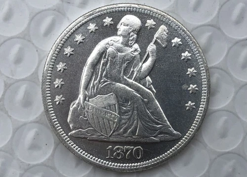 1870 CC Seated Liberty Silver 1 Dollar High Grade A++++ Gift！