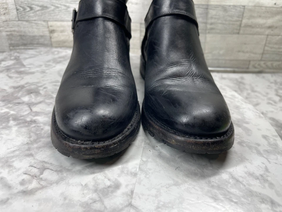 Frye Boots Women 8B Veronica Shoes Black Leather Flex Strap Moto Biker Bootie - Image 4 of 4