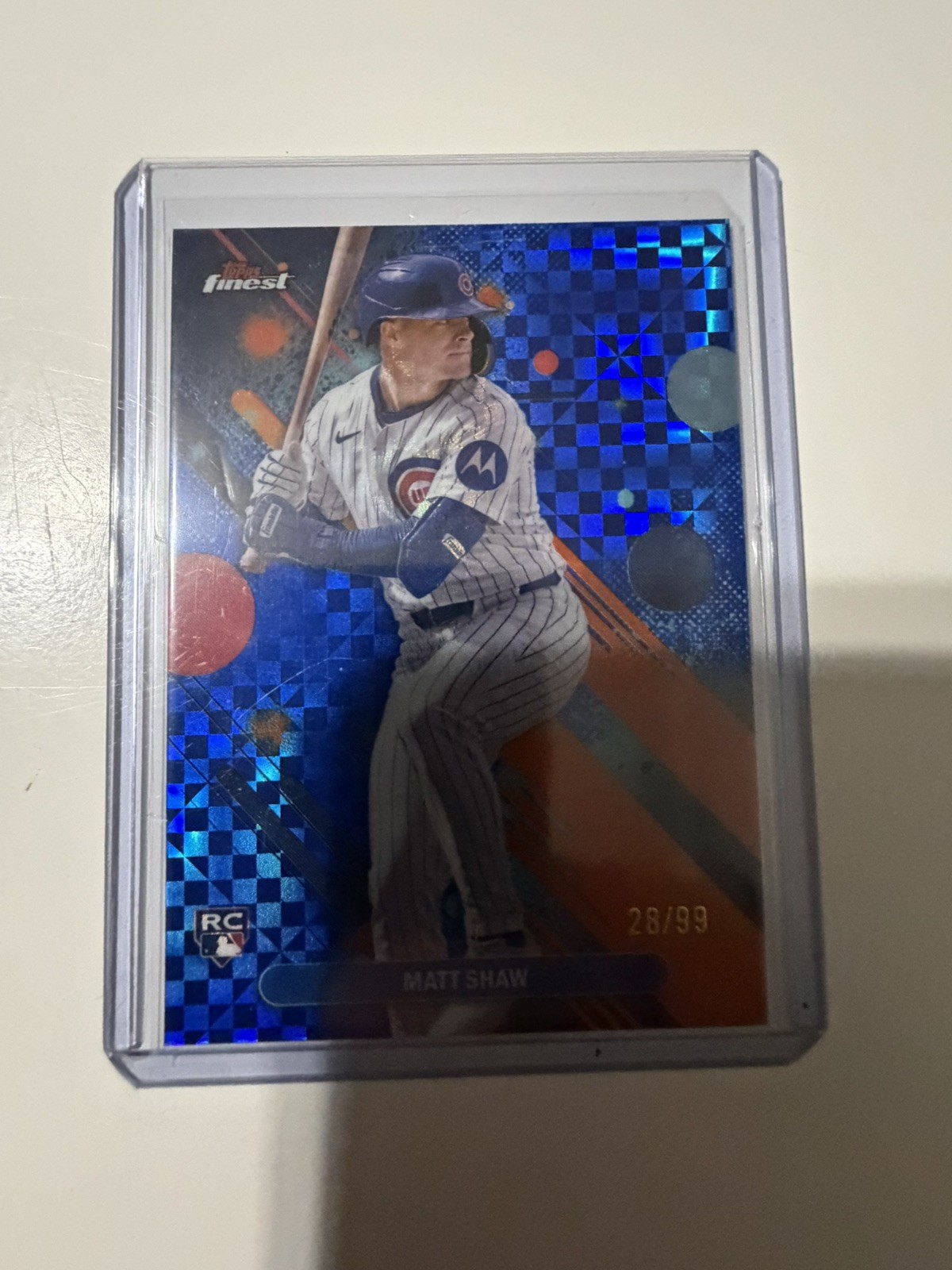2025 Finest Blue Checkerboard Refractors #85 Matt Shaw #/99 ROOKIE RC CUBS