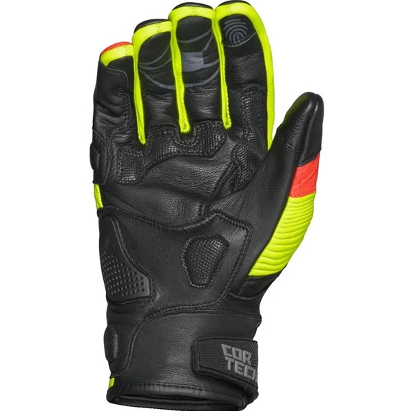 Guantes de cuero Cortech Manix ST Flo amarillo rojo negro Foto 2 de 2