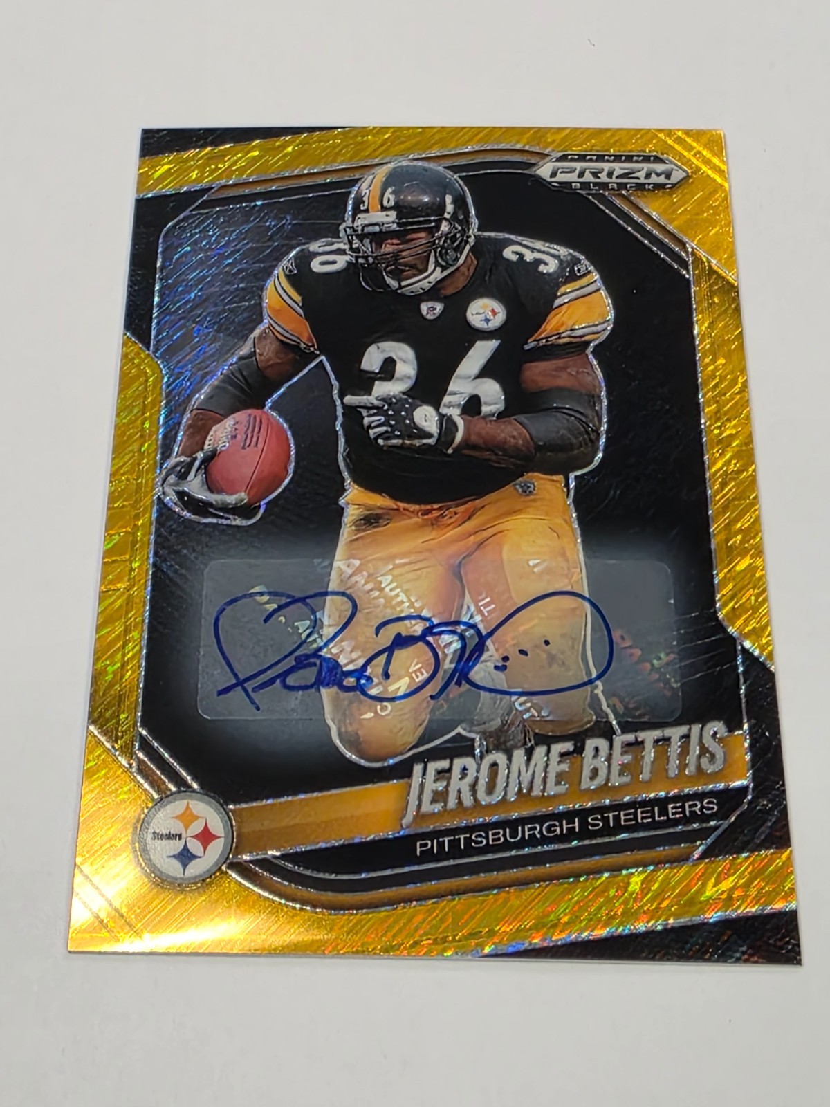 2025 Panini Prizm Black Football Jerome Bettis Gold Shimmer Auto 09/10