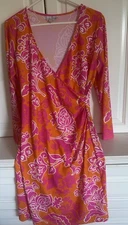 Jude Connolly Dress V Neck Sheared Lg EUC Multicolored Long Sleeve