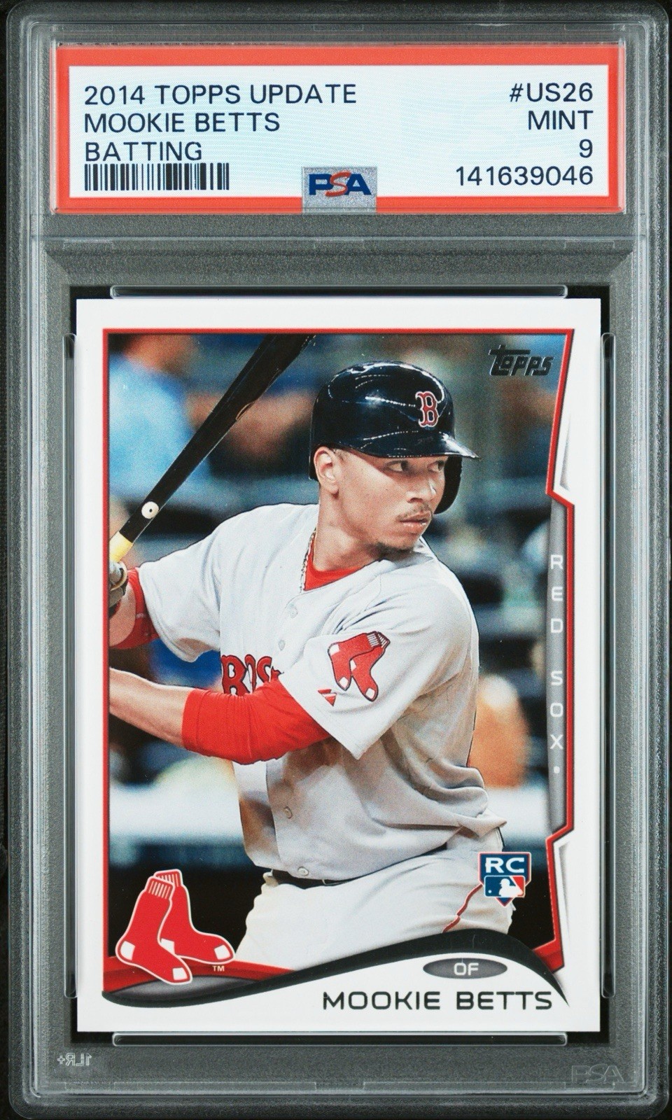 2014 Topps Update US26 Mookie Betts RC PSA 9 view 1