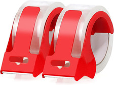 2 Rolls Clear Packing Tape with 2 Refillable Dispenser, Heavy Duty Packaging Tap