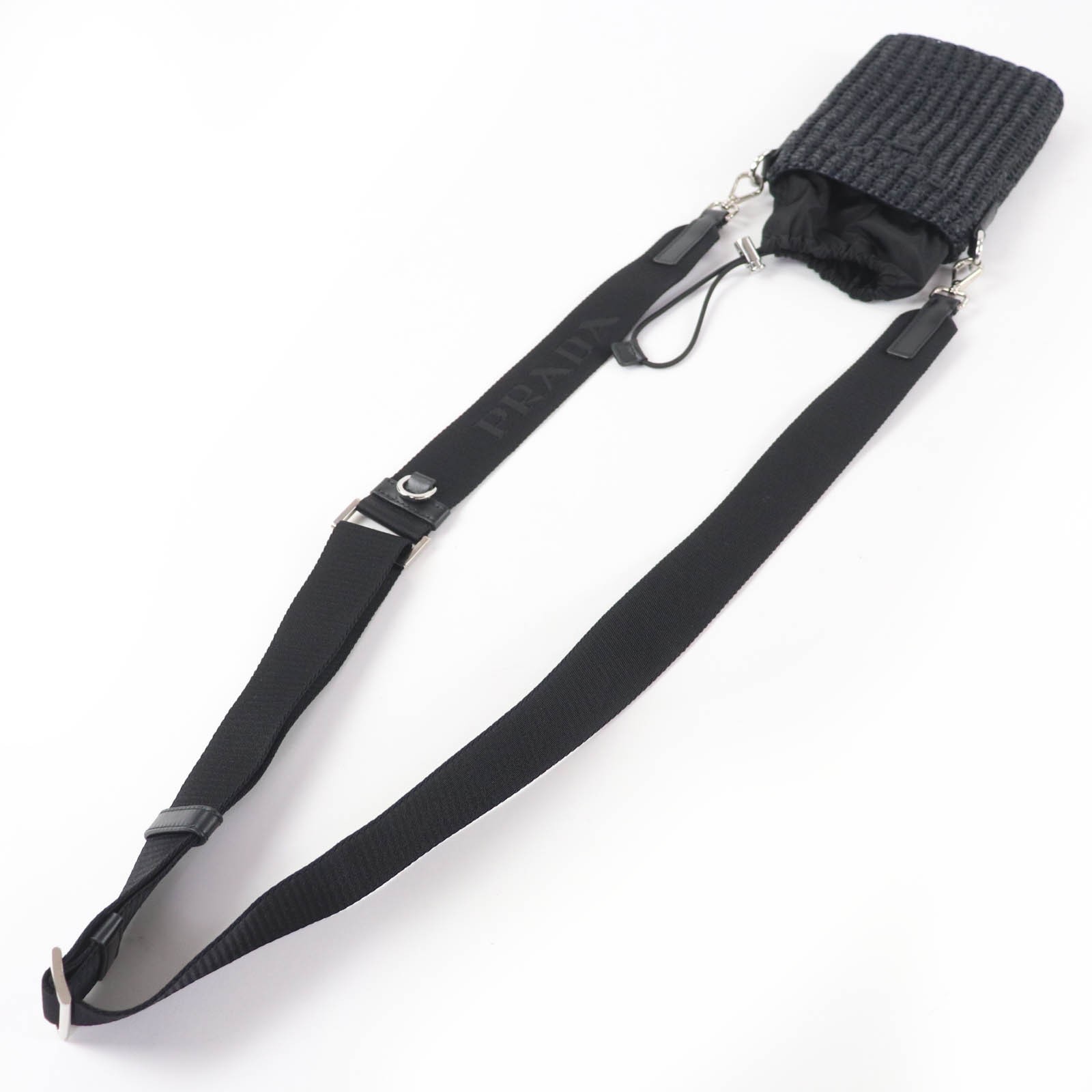 Excellent PRADA Shoulder Bag Crochet smartphone case pouch black Women 2ZT061 thumbnail 5