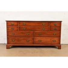Henkel Harris Georgian Solid Cherry Wood Ten-Drawer Dresser, 1960s