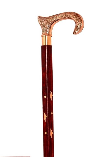 Antique 3 Folding Walking Stick 36 inches with Vintage Brass Handle Beautiful - Picture 2 of 4