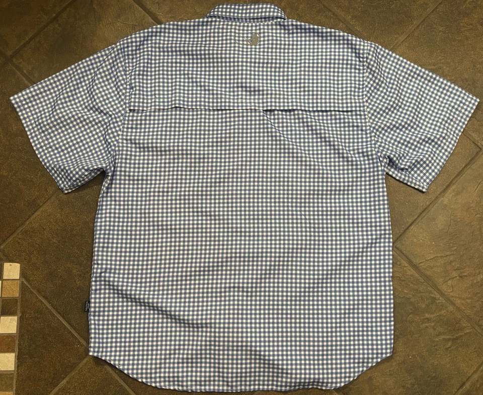 Nautica Angler Performance SS Shirt Blue & White Gingham Pattern , Size XXL - Image 2 of 4