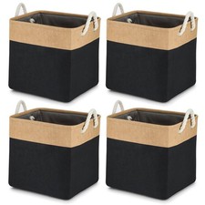 4X Large Cube Storage Baskets – Foldable Fabric Organizer Bins with Handles