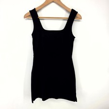 Cider Dress Womens Medium Black Square Neck Mini Sleeveless Stretch Casual LBD