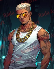 4 PACK Comics Man Digital Image Picture Photo AI Art Sample Product Collection